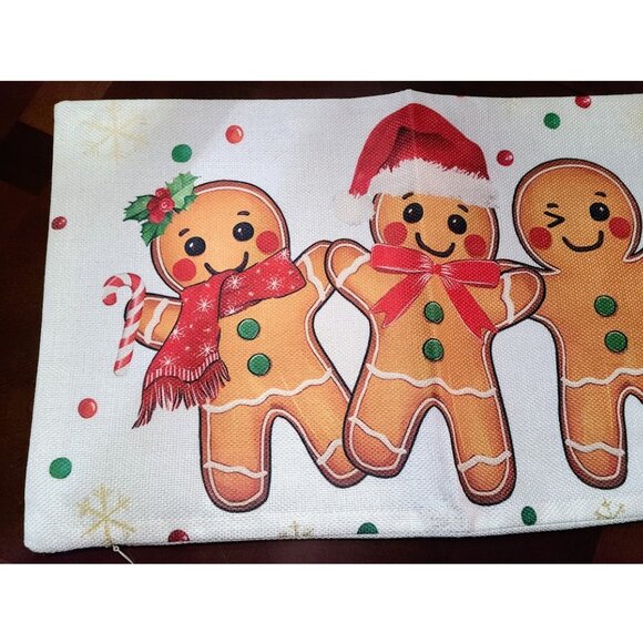 Christmas Pillow Cover Lumbar Decorative Case Holiday Xmas Gingerbread Decor - Picture 2 of 13